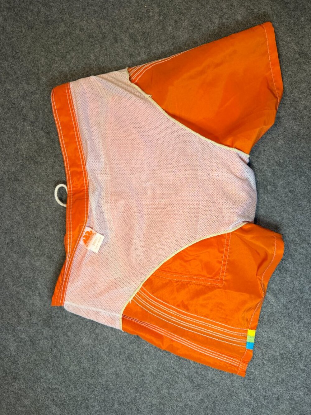 Sundek Men's Board Shorts Size 32 Orange Rainbow Stripe Swim Trunks - Picture 5 of 9